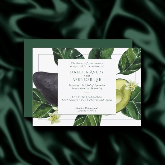 Invitation Les fleurs d'Avocado | Mariage de fruits rustiques