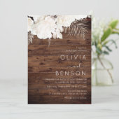 Invitation Les fleurs de Boho ivoire tombent Mariage de bois (Debout devant)