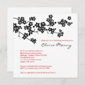 Invitation Les fleurs de cerisiers noirs et blancs (Devant / Derrière)