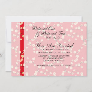 Invitation Les fleurs de cerisiers rouges et blancs