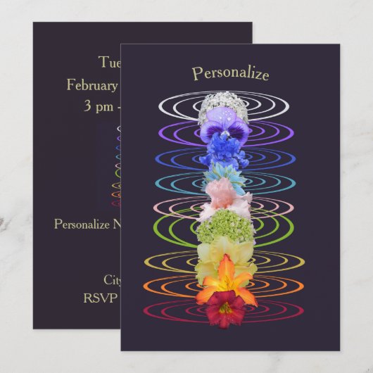 Invitation Les fleurs de couleurs de Chakra Zen Spirituel (Devant / Derrière)