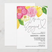 Invitation Les fleurs de rose et de citron nous sommes Fiança (Devant / Derrière)