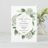 Invitation Les fleurs d'Hydrangea et le Baby shower verdoyant (Debout devant)