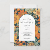 Invitation Les fleurs du coucher de soleil : Mariage orange d (Devant)