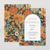 Invitation Les fleurs du coucher de soleil : Mariage orange d (Devant / Derrière)