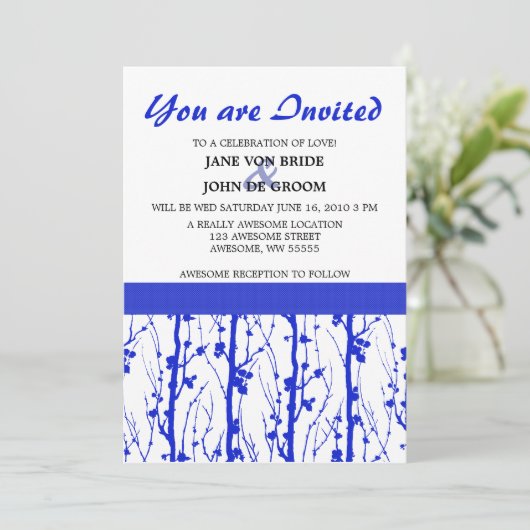 Invitation Les fleurs du printemps bleu (Debout devant)