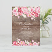 Invitation Les fleurs du printemps Confirmation florale rusti (Debout devant)