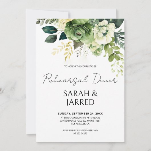 Invitation Les Fleurs Et La Répétition De La Verdure (Devant)