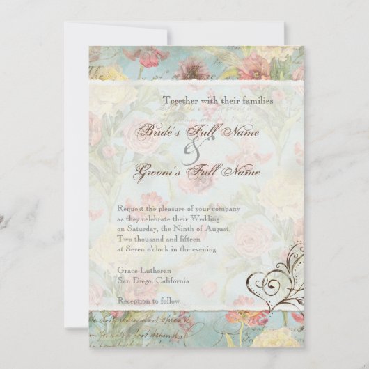 Invitation Les Fleurs Peony Rose Tulip Floral Flowers Mariage (Devant)
