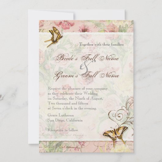 Invitation Les Fleurs Peony Rose Tulip Floral Flowers Mariage (Devant)