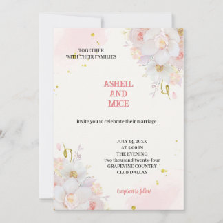 Invitation les fleurs roses les plus élégantes d'un mariage