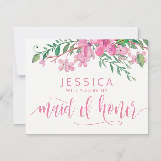 Invitation Les fleurs roses seront-elles ma femme d'honneur ? (Devant)