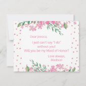 Invitation Les fleurs roses seront-elles ma femme d'honneur ? (Dos)