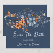 Invitation Les Fleurs sauvages Bleu et Orange sauvent les car (Devant / Derrière)