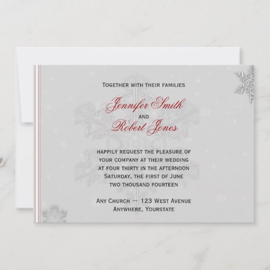 Invitation Les flocons blancs sur l'Faire-part de mariage d'a (Devant)