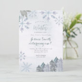 Invitation Les flocons de neige Misty Winter Onederland Anniv (Debout devant)