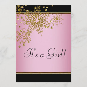 Invitation Les flocons de neige roses Douche pour bébés