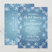 Invitation Les flocons de neige sur la Fête des mariées bleue (Devant / Derrière)