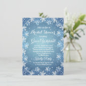 Invitation Les flocons de neige sur la Fête des mariées bleue (Debout devant)