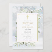 Invitation Les flocons d'hiver La verdure Baptême Le baptême (Devant)