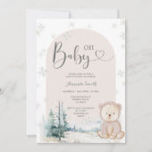 Invitation Les flocons d'hiver Ours Baby shower À feuillage p (Devant)