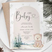 Invitation Les flocons d'hiver Ours Baby shower À feuillage p