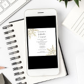 Invitation Les flocons d'or sur White Winter Wedding Invitati