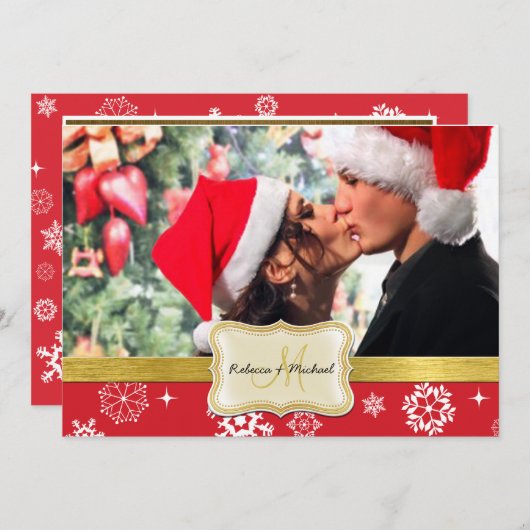 Invitation Les flocons rouges et blancs d'hiver invitent au m (Devant / Derrière)