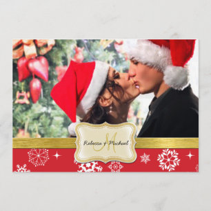 Invitation Les flocons rouges et blancs d'hiver invitent au m