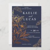 Invitation "Les Flores D'Or De L'Amour" | Mariage de marine r (Devant)