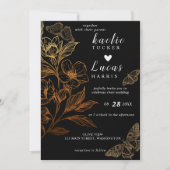 Invitation "Les Flores D'Or De L'Amour" | Mariage noir (Devant)