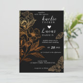 Invitation "Les Flores D'Or De L'Amour" | Mariage noir (Debout devant)