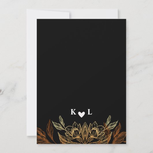 Invitation "Les Flores D'Or De L'Amour" | Mariage noir (Dos)