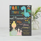 Invitation Les frères et soeurs dinosaure et anniversaire de (Debout devant)