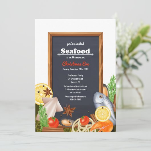 Invitation Les fruits de mer sont au menu d'invitation (Debout devant)