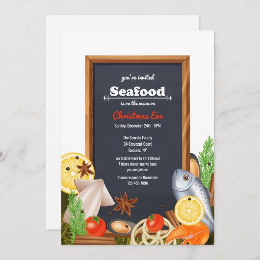 Invitation Les fruits de mer sont au menu d'invitation (Devant / Derrière)
