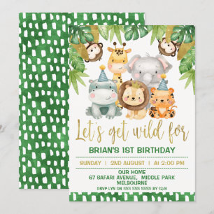 Invitation Les Garçons Cute Wild One Safari 1er Anniversaire
