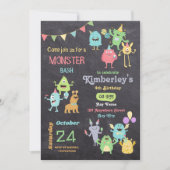 Invitation Les garçons mignons et amusants Monster Anniversai (Devant)