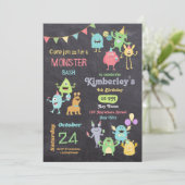 Invitation Les garçons mignons et amusants Monster Anniversai (Debout devant)