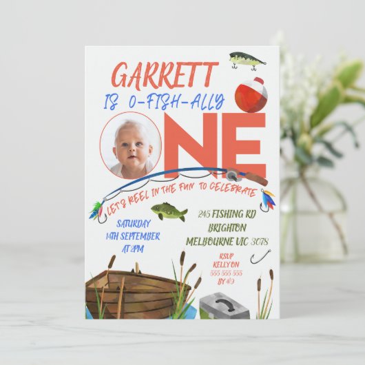 Invitation Les Garçons Roulez En Amusant Ofish Un 1er Anniver (Debout devant)