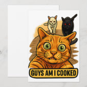 Invitation Les gars, je suis cuit ? Mème drôle de chat, réact (Devant / Derrière)