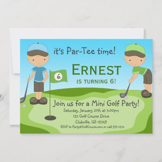 Invitation Les golfeurs de Little Blonde, la fête d'anniversa (Devant)