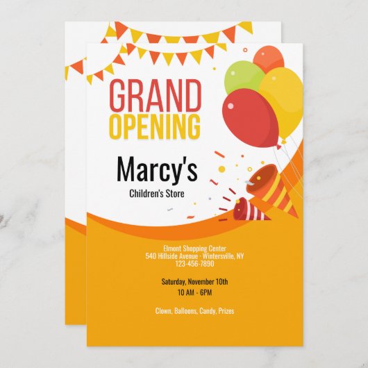 Invitation Les grands ballons d'ouverture (Devant / Derrière)