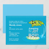 Invitation Les grenouilles caricaturales sautant pour la joie (Devant / Derrière)