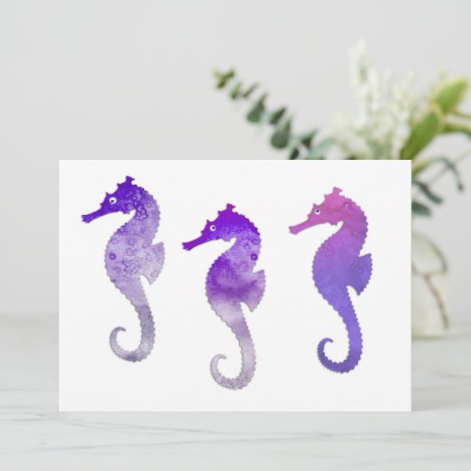 Invitation Les hippocampes d'aquarelle pourpre (Debout devant)