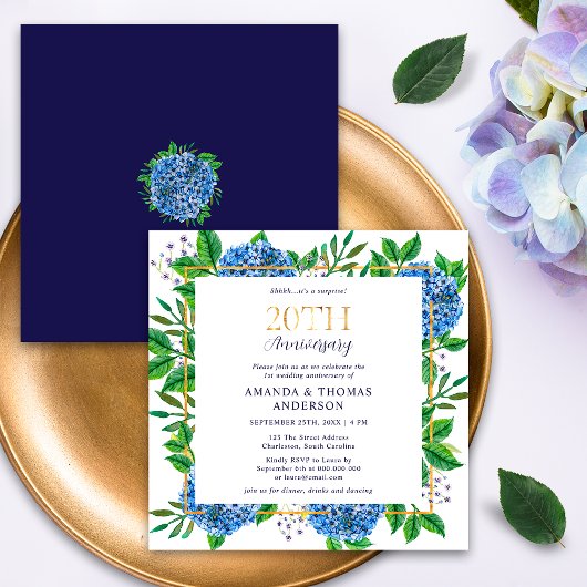 Invitation Les Hydrangeas Bleus Surprennent pour le 20ème Ann