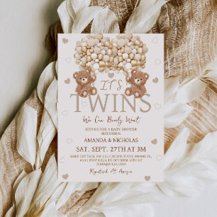 Invitation Les jumeaux Bear attendent à peine la baby shower