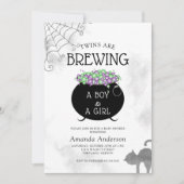 Invitation Les jumeaux brassent le Baby shower Halloween (Devant)