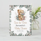 Invitation Les jumeaux ours en peluche aquarelle  la date (Debout devant)