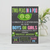 Invitation Les jumeaux révèlent les petits pois dans une invi (Debout devant)